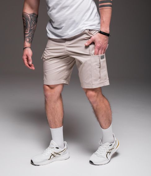Мужские летние шорты карго с накладными карманами, под ремень RA2032, цвет бежевый, размер S | Зображення 1