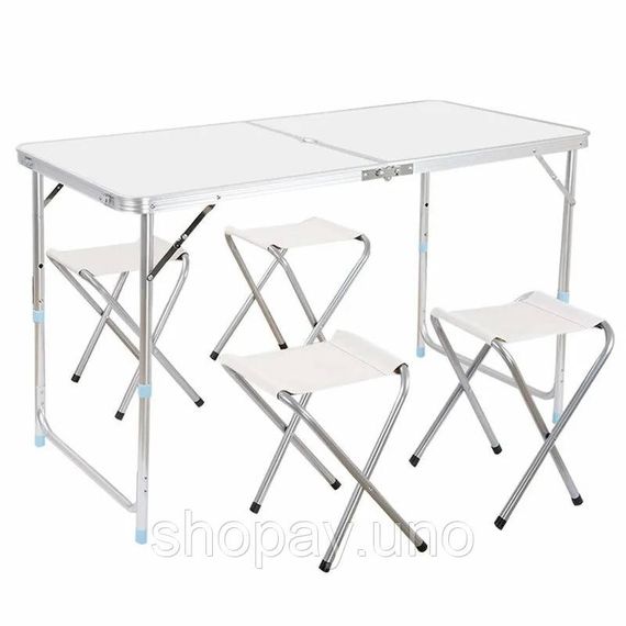 Раскладной стол - чемодан с 4 стульями Folding Table для пикника, рыбалки, дачи, 120х60 см | Зображення 5