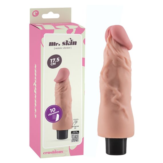 Вибратор реалистичный CRUSHIOUS Mr. Skin, 10 режимов, бежевый, 17,5 х 4 см Sex Aura