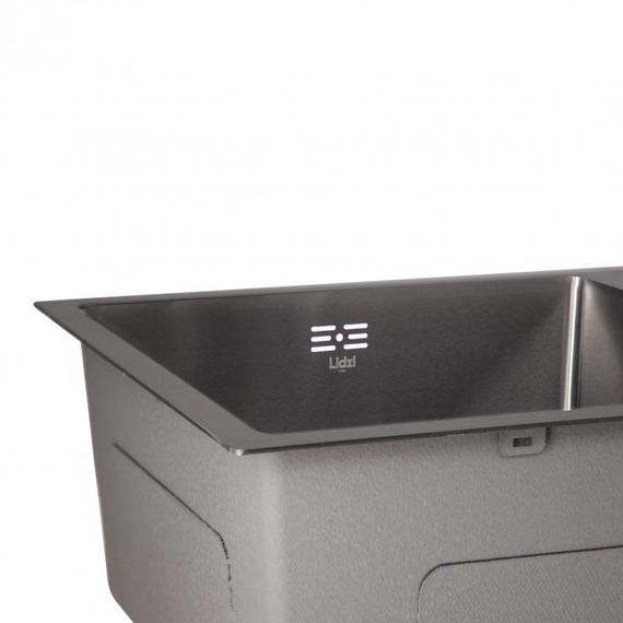 Мийка для кухні з двома чашами інтегрована Lidz Handmade H7843 (LDH7843BPVD45586) Brushed Black PVD 3,0/1,0 мм | Зображення 3