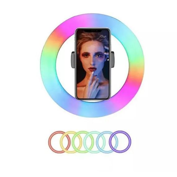 Кільцева світлодіодна лампа RGB LED RING MJ26 26 см із тримачем TM-700 для телефону | Зображення 1