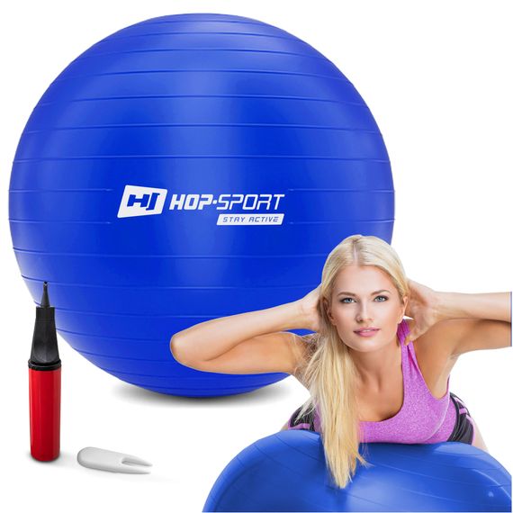 Фітбол Hop-Sport 55см синій + насос 2020 | Зображення 2