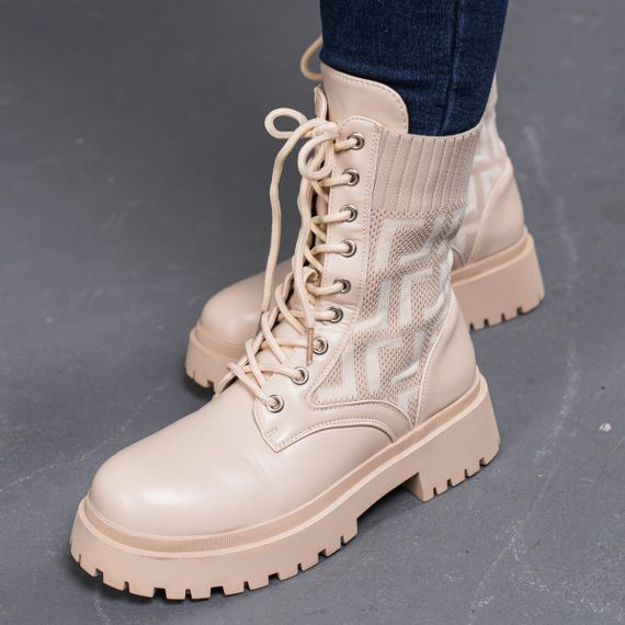 Ботинки женские Fashion Horseshoe 3367 39 размер 25 см Бежевый | Зображення 7