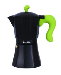 Кофеварка гейзерная алюминиевая Con Brio CB-6609, 450 мл (на 9 чашек), с зелёной ручкой, для дома и офиса