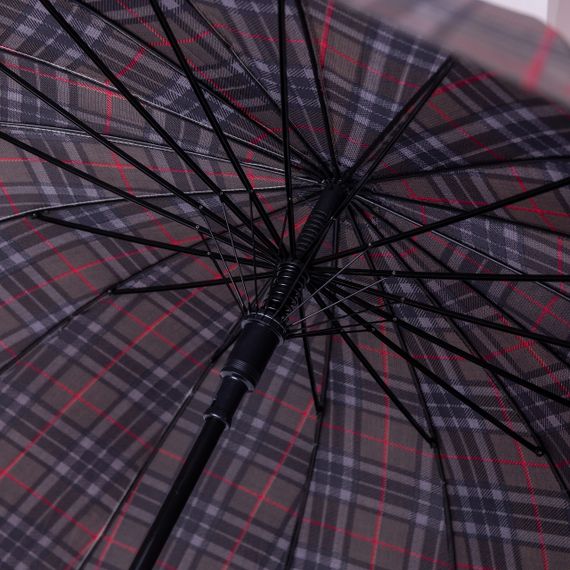 Класична парасолька-тростина напівавтомат з поліестеру 16 спиць діаметр 117 см Сірий HP-23-4G | Зображення 6