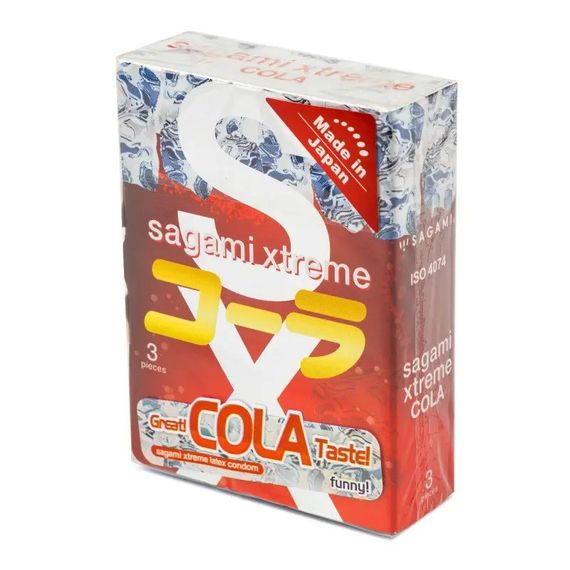 Супертонкие латексные презервативы Sagami Xtreme Cola flavor (цена за упаковку, 3 шт.) sexstyle | Зображення 1