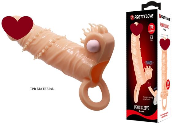 Удлиняющая насадка с вибростимуляцией ( на 4 см ) PRETTY LOVE - PENIS SLEEVE Connor, BI-026245 Sex Aura