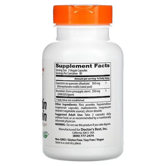 Кверцетин Doctor's Best Quercetin Bromelain 180 Veg Caps | Зображення 1