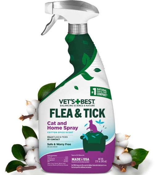 Спрей від бліх і кліщів для котів і дому Vet's Best Flea & Tick Home Spray for Cats Cottonspice, 946 мл | Зображення 1