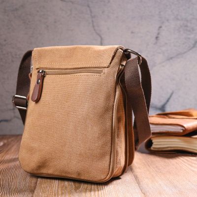 Сумка Vintage Мужская из текстиля Коричневая (21268) | Зображення 3