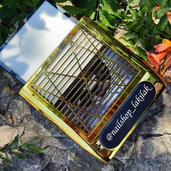 Настольная маникюрная вытяжка Simei 858-8 с многоразовым HEPA фильтром, золотая