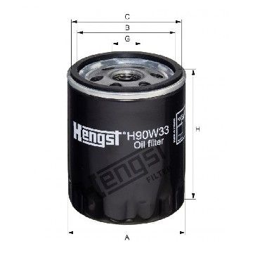 Фильтр масляный Mazda 2/3/6/CX-5 1.5-2.5 i/D 02-, Hengst, H90W33,