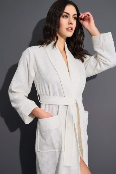 Жіночий вафельний халат Nusa 4270 кремовий 3XL | Зображення 5