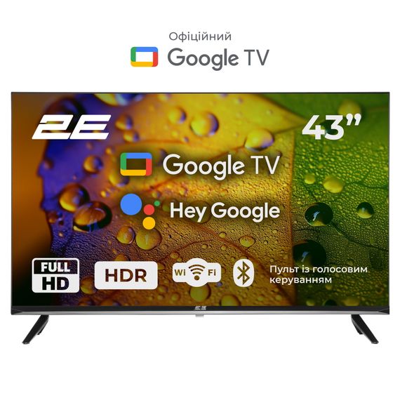 Телевізор 2E 43' LED FHD 60Hz Smart Google TV Black (2E-43A07KF)