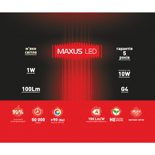 LED лампа Maxus G4 1W(100lm) 3000K 12V G4 CR | Зображення 3