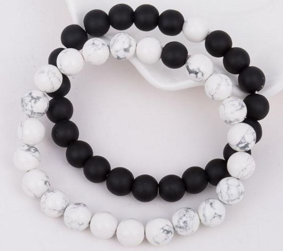 Браслет-резинка Primo Marble на руку - Black/White | Зображення 1