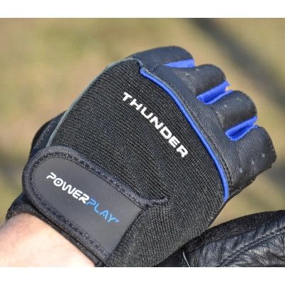 Перчатки для фитнеса PowerPlay 9058 Thunder чорно-сині L (PP_9058_L_Thunder) | Зображення 9