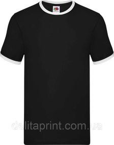 Футболка Fruit of the Loom Ringer Чорний з Білим S