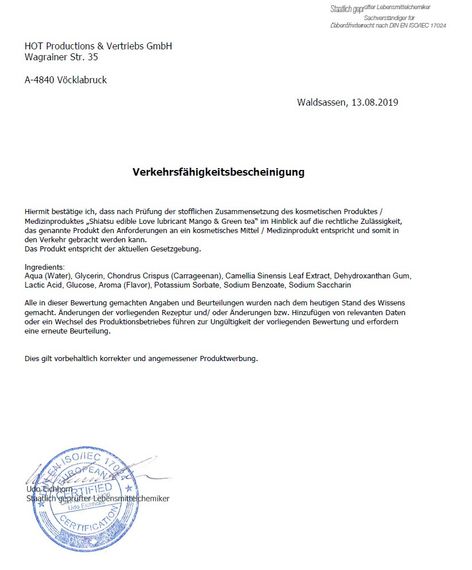 Съедобный лубрикант SHIATSU Love Манго и Зеленый Чай, 75 мл sexstyle | Зображення 2