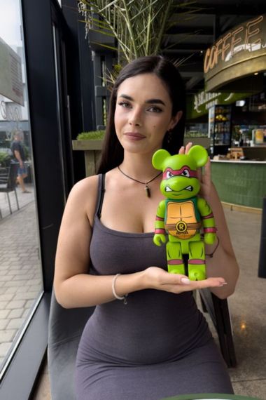 Bearbrick Teenage Mutant Ninja Turtles Raphael дизайнерська статуетка ведмідь Беарбрік 28 см mb020 зелена | Зображення 1