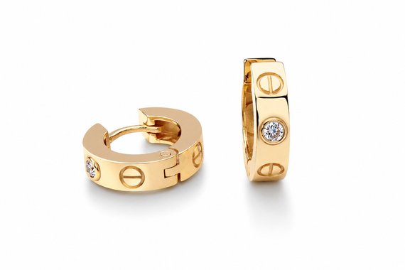 Серьги из желтого золота  с бриллиантами S-0407 | Зображення 2