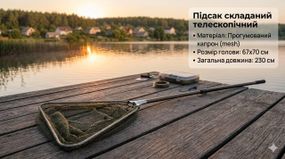 Підсак складаний телескопічний(прогумований капрон) 67*70*230 см