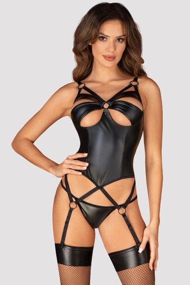 Корсет та стринги Obsessive Armares corset Чорний M/L