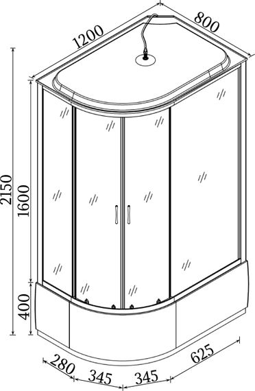 Душовий бокс BRAVO OBRA H120FFSR, асиметричний, правий | Зображення 1