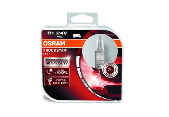 Комплект галогеновых ламп Osram 64155TSP H1 70W 24V P14.5S 10X2 HardDuopet | Зображення 1