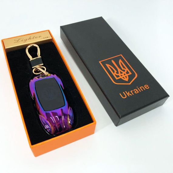 Электрическая зажигалка-брелок Украина с USB-зарядкой и подсветкой HL-468, с гравировкой. Цвет: хамелеон | Зображення 1