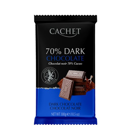 Шоколад бельгийский черный Cachet Dark Chocolate 70% какао, 300 г
