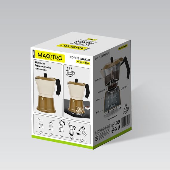 Кофеварка гейзерная Maestro МR-1657-6 Beige 300 мл 6 чашек бежевая | Зображення 5