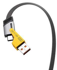 Кабель XO NB283 Braided Flat Type-C/USB-A to TYPE-C/Lightning - 4-in-1 - 60W - 1m Black