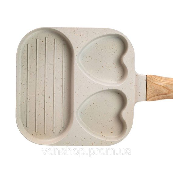 Сковорода квадратна порційна на 3 секції з антипригарним покриттям бежева HP39569W | Зображення 4