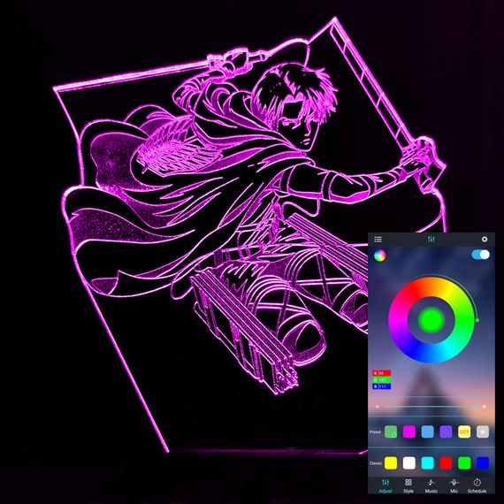 Акриловий світильник-нічник керування з телефона Леві Аккерман 2 (Levi Ackerman) tty-n001058