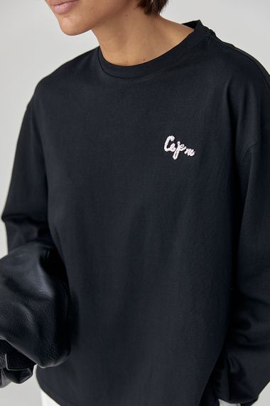 Лонг вільного фасону з написом - чорний цвет, ONE SIZE (є розміри) | Зображення 3