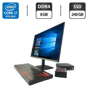 Комплект ПК: неттоп Asus Chromebox 3 Mini PC USFF / Intel Core i7-8550U (4(8) ядра по 1.8 - 4.0 GHz) / 8 GB DDR4 / 240 GB SSD / Intel UHD Graphics 620 / Wi-Fi + Новий монітор AOC 24B31H / 24" (1920x1080) IPS / Кабелі б/в + Подарунок Клавіатура + мишка