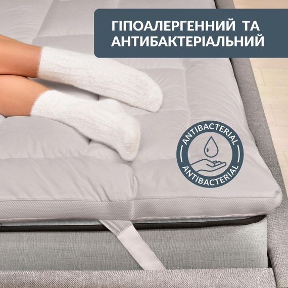 Наматрасник с резинками по углам IDEIA ДАБЛ антиаллергенный супер плотный 160х200 см серый (8-34669*001) | Зображення 7