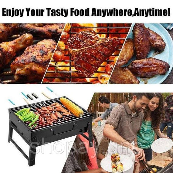 Мангал складаний 36х28х20см BBQ для барбекю | Зображення 3