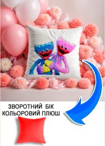 Подушка плюшева Мерч Крафт Дизайн з принтом Міссі червоний плюш квадратна 33х33 см