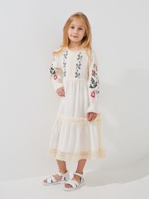 Сукня вишиванка для дівчинки Dinomin D3105 98 см Молочний shop (2000999498954)