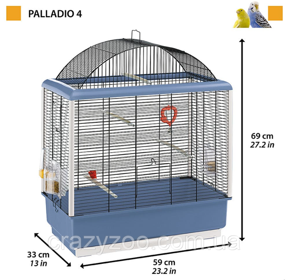 Клітка для канарок та маленьких птахів Ferplast Palladio 4 блакитна 59х33х69 см 52059817 | Зображення 1