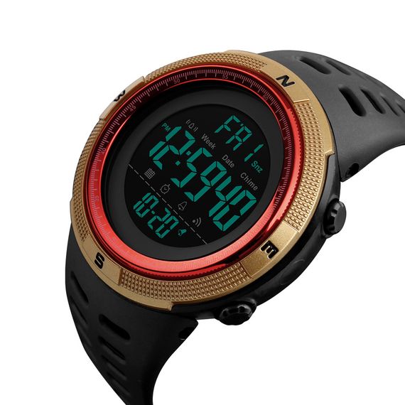 Чоловічий годинник Skmei 1251GDRD Black-Gold-Red | Зображення 1