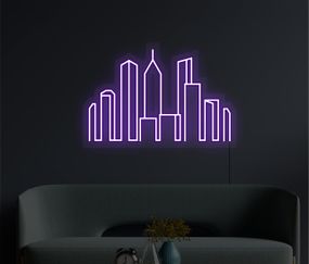 Неоновая картина Город 460х310 acr-n000037
