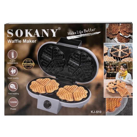 Вафельниця Sokany для бельгійських вафель 1200 Вт універсальна електровафельниця | Зображення 9