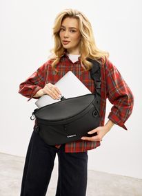 Женская сумка-бананка под ноутбук Sambag Urban Laptop черная 46×26 см (51411064)