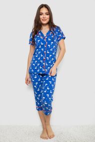 Жіноча піжама з принтом, колір синій, 243R19014