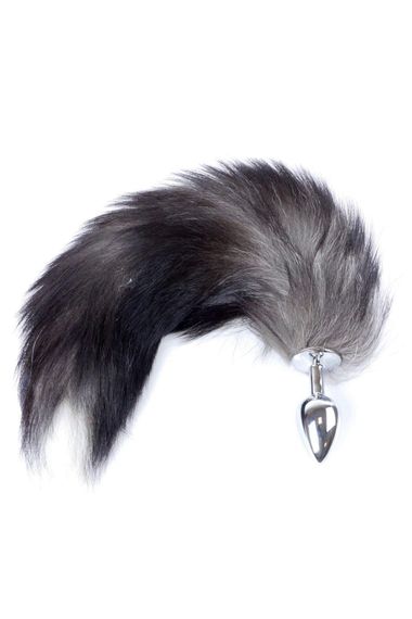 Анальна пробка Exclusivity Fox Tail Black Срібляста 2XL