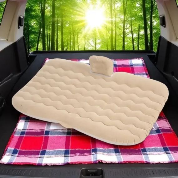 Автомобильный надувной матрас 132x80x15 см Car Travel Bed бежевого цвета для заднего сиденья | Зображення 3