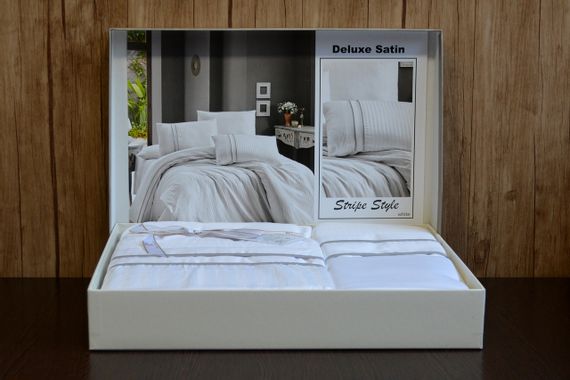 Постільна білизна First Choice Deluxe Satin 160х220 сімейний Stripe Style White | Зображення 2